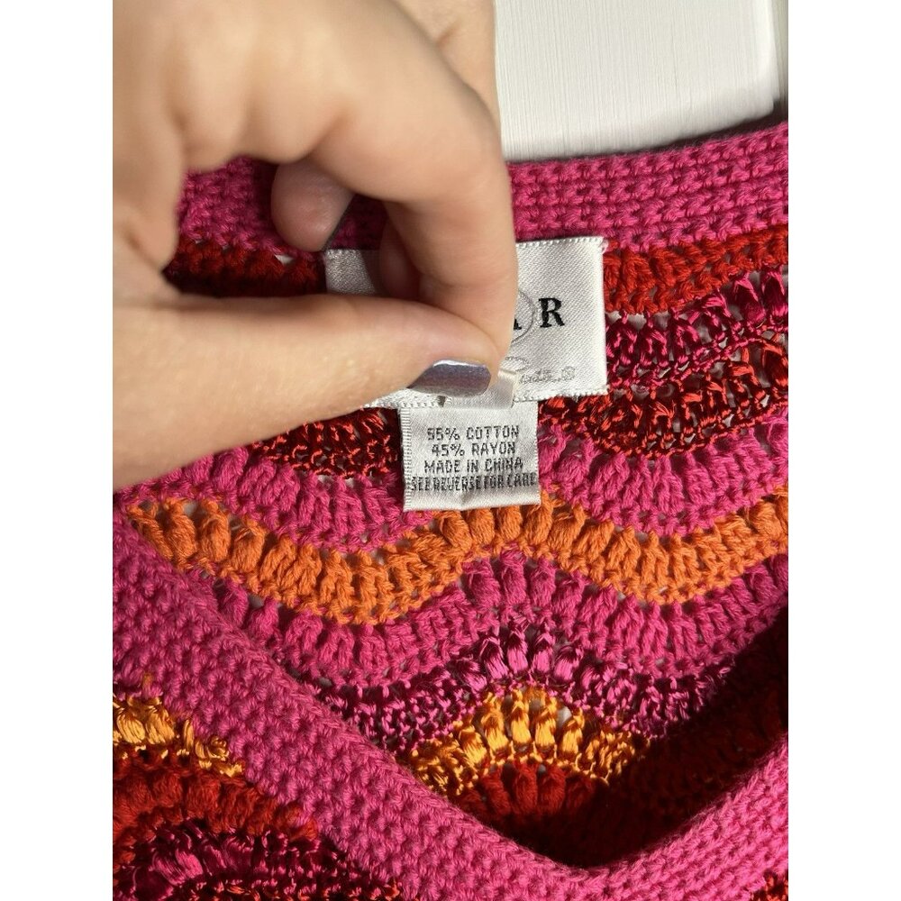 Oscar By Oscar De La Renta Sweater Size 1X Woman’s Colorful Knit Pullover - Picture 4 of 7